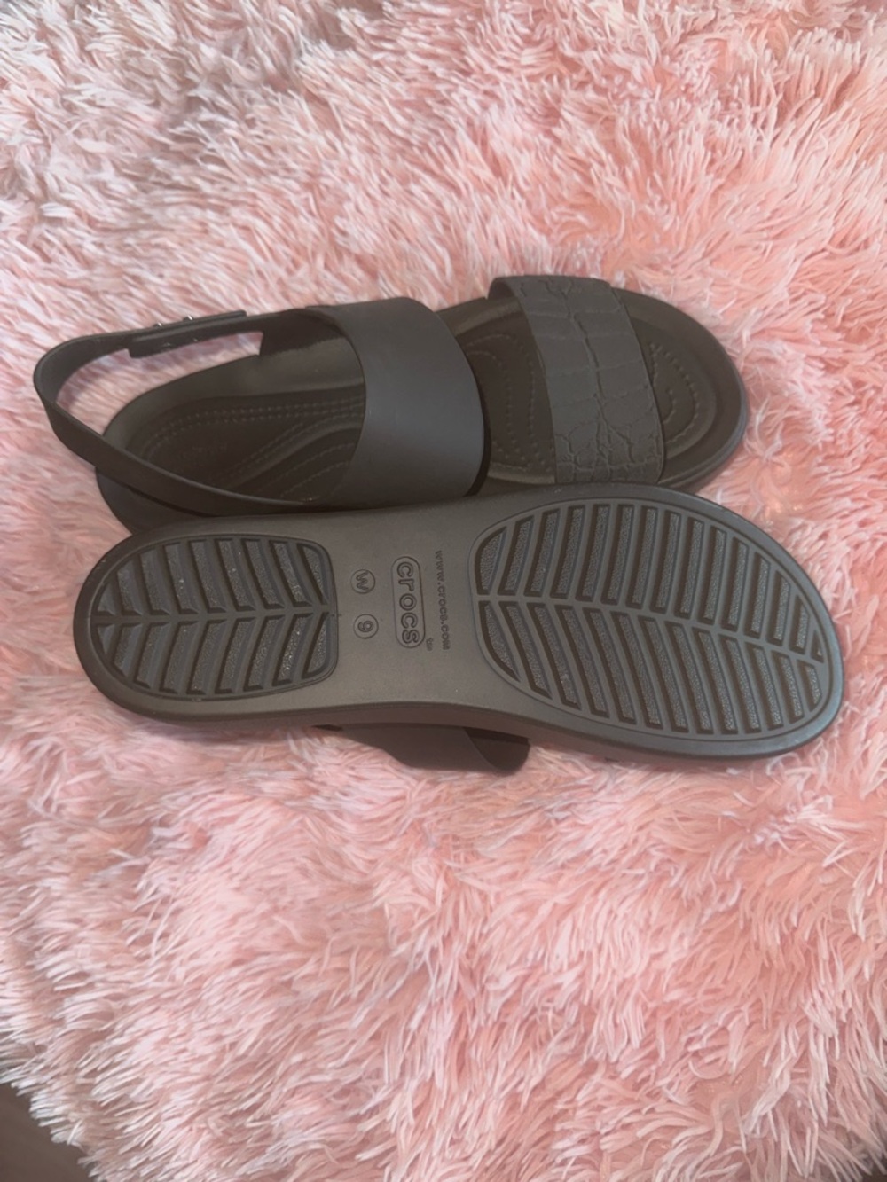 CROCS Brown Double-Strap Slingback Sandals - Picture 3 of 9